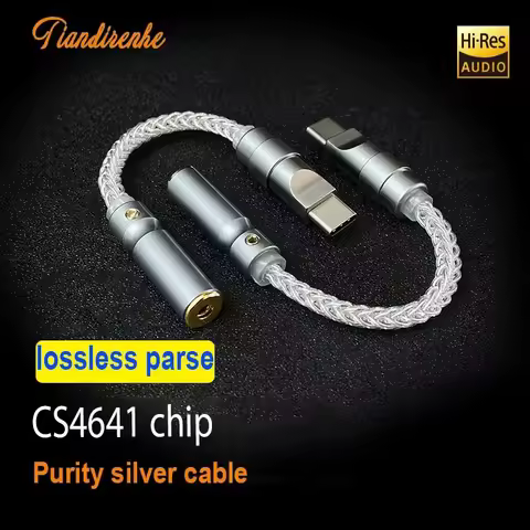 New top pure silver DAC CS46L41 HiFi Amplifier Type-C to 3.5/4.4mm Digital Decoding Audio Adapter Fo