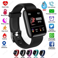 Bluetooth Smart Watch Heart Rate Blood Pressure Monitor Fitness Tracker Sports SmartWatch 116Plus