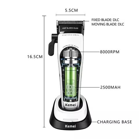Kemei 1593 Clipper Hair Kemei 8000 Rpm Men's Clipper Professional Rechargeable Hair Cutting Machines