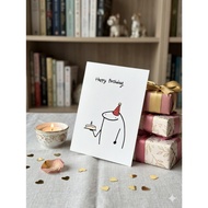 Customisable Cute Flork Meme Birthday Card | Hand-written Style Minimalist Greeting Card