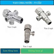 Stainless steel water dividing valve or T-bridge valve includes 1-way valve, 2-way valve, 3-way valv