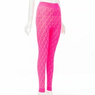 FENDI NICKI MINAJ PRINTS ON Runway neon pink FF Zucca leggings IT40 S