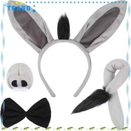 TEASG 4PCS Donkey Headband, Bow Tie Tail Nose Donkey Costume Set, Fashion Funny Animal Donkey Ears H