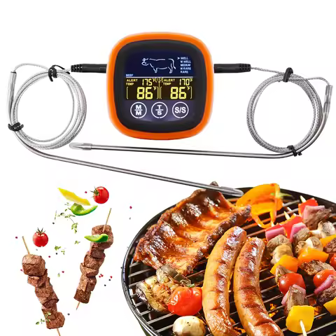 Digital Kitchen Thermometer with 2 Probe Touch Screen Meat Barbecue Food Temperature Measure Tool St