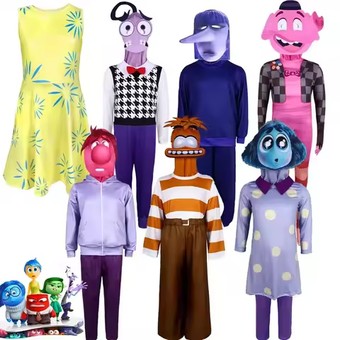 ABC123Anime Movies Inside Out Joy Disgust Anger Sadness Anxiety Cosplay Costume Dress Jumpsuit Headg
