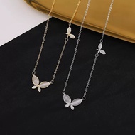 Bismuth Magnet White Stone Butterfly Fashion Titanium Necklace