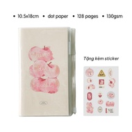 Sổ tay CRABIT Peach Pocket khổ A5 A6 Vuông ruột kẻ ngang dot grid sketch 130/190gsm tặng kèm sticker