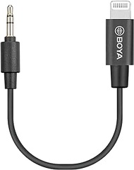 Apple MFI Certified BOYA Aux Cord For iphone 13 3.5mm TRS To Lightning Audio Adapter Cable Headphone Jack For iphone 12 11 XS XR X 7 7P 8 8P Connects Wireless Microphone (BY-WM4 PRO BY-MM1 etc.) BY-K1