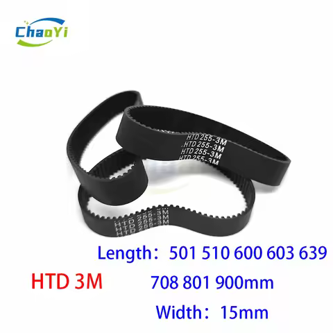 HTD 3M Closed Loop Rubber Timing Belt Pitch Length 501 510 600 603 639 708 801 900mm Width 15mm 501-