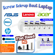 Screw Laptop Lenovo, Asus, Dell, Acer, HP, Axioo Baut PC Sekrup Komputer M2 M2.5 M3 M4 Flat Head Kepala Datar