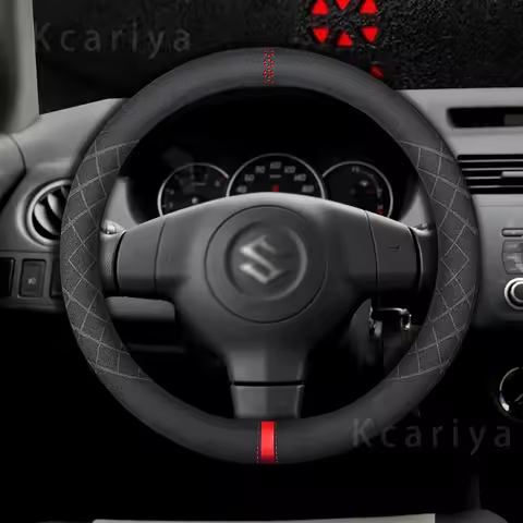 For Suzuki Steering Wheel Cover Leather Carbon Fiber Fit Dzire Celerio Ciaz Baleno Solio Splash SX4 
