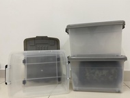 Semi Transparent Plastic Storage Box 25L Big Capacity Stackable Storage Organizer With Wheels Multi