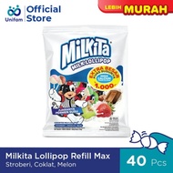 Milkita Lollipop Max Refill Candy (1 Bag Isi 40pcs) - Permen Susu Lolipop Rasa Jeruk, Mangga & Anggu