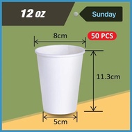 6oz/9oz/12oz Disposable Paper Cup (50pcs) White Disposable Hot Drink Cup Cafe Takeaway Cup Cawan Ker