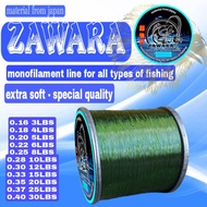 Senar pancing kecil kuat 15kg anti kriting ZAWARA fishing line hijau lumut