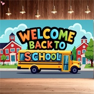 Welcome Back To School Banner - 70.8x43.3Inch School Bus Welcome Banner Sign Large Backdrop for Kind