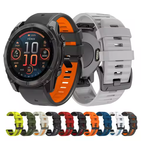 22mm 26mm QuickFit Silicone Strap For Garmin Fenix 8 E 7X 6X/Tactix 7/Instinct 3 2X Band Descent G2
