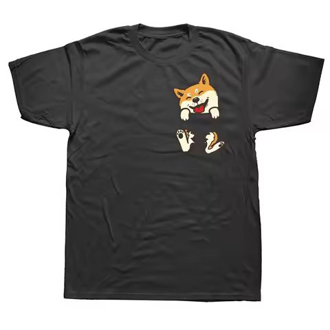 Funny Pocket Shiba Inu Feet Cute Akita Dog Lover Owner T Shirts Graphic Streetwear Short Sleeve Birt