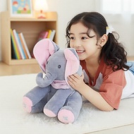 Adorable 33cm Pink Blue Elephant Plush, Musical Light-Up Peek-a-Boo, Moving Ears, Hide & Seek Fun  G