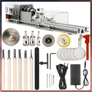 [W Y D H] Mini Lathe Machine DIY Woodworking Wood Lathe Milling Machine Grinding Polishing Beads Drill Rotary Tool Set EU Plug