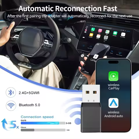 Mini Wireless CarPlay Adapter Android Auto Wireless Dongle Wifi 5.8G Auto Connect Box For iphone And