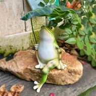 NEEDWAY Frog Figurine, Resin with Leaf Garden Frog Statue, Small 3D Landscape Decoration Creative Fr