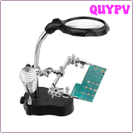 QUYPV แว่นขยายอุปกรณ์เชื่อมไฟ LED แท่นรองที่ยึดแว่นขยายตั้งโต๊ะหัวแร้ง APITV