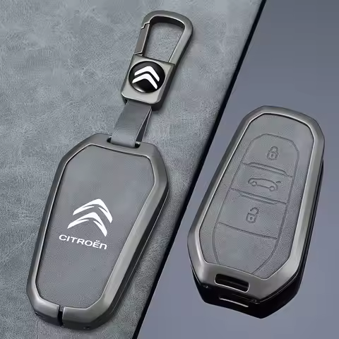 Zinc Alloy Leather Car Remote Key Case Cover Shell Keychain For Citroen C4 C6 C3-XR Picasso Grand DS