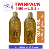 Ginvera Olive Oil with  Moroccan Argan Oil for Skin and Hair ( 150ml x 2) - TWINPACK