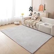 ThreadGlobe Fluffy Faux Rabbit Fur Rug 6'x9', Cloud-Soft Rugs for Living Room, Bedroom & Nursery, No