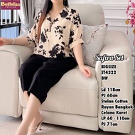 Baju Setelan Celana Wanita LD 118 Katun Rayon Motif Bunga-Kotak