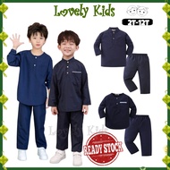 ⭐JUALAN RAYA 2025⭐ Lovely Kids Baju Raya Baju Melayu Budak Lelaki Cotton NAVY BLUE BIRU