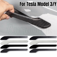 4Pcs Car Handle Protector Film - For Tesla Model 3/Y - Anti-collision, Anti-scratch - Car Door Handle Protector Sticker - Car Styling Accessories - Door Edge Protection Strip