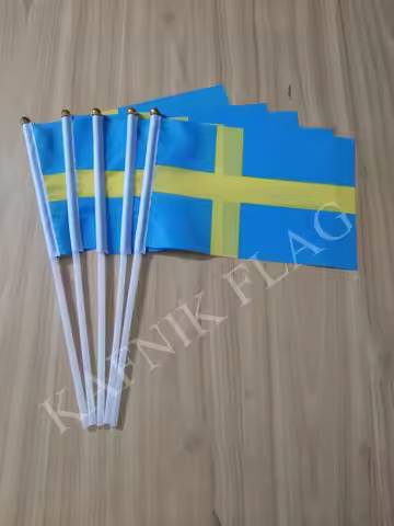 KAFNIK,5pcs Sweden Hand Flag National Hand Flag 14*21cm,
