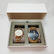 เกือบใหม่!!! นาฬิกาข้อมือ FOSSIL ของแท้ 100% รุ่น BQ2145MSET มือสอง SET คู่ชาย,หญิง เรือนทอง พร้อมป้ายแทกส์และกล่อง COD เก็บเงินปลายทางได้