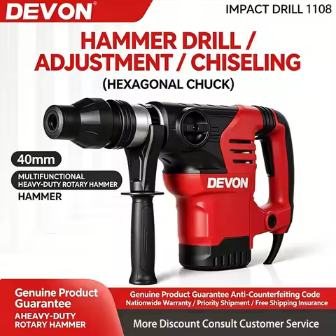 Devon 1108 Heavy-Duty Electric Hammer Dual-Function Pickaxe and Impact Drill Industrial High-Power D
