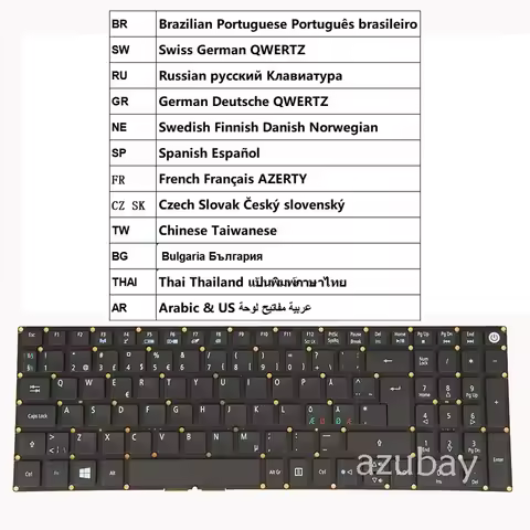 Keyboard for Acer As E5-773 E5-773G E5-774 E5-774G ES1-523 ES1-523G ES1-524 BR GR Swiss QWERTZ RU No