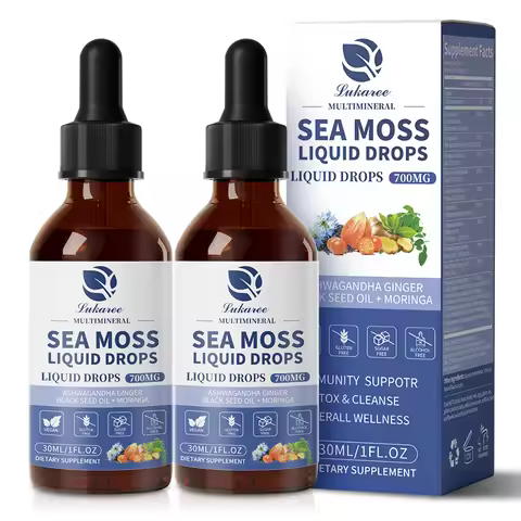 lukaree 2Bottles Organic Sea Moss Drops Support Immunity and Gut Health Promote Digestive Gut Cleans