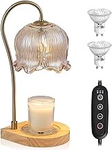 GIEERE Vintage Candle Warmer Lamp with Timer, Electric Candle Warmer Light for Bedroom, Living Room Decor Cozy Gifts for Women Mom, Dimmable Scented Wax Melts Warmer for Jar Candles, with 2 Bulbs.