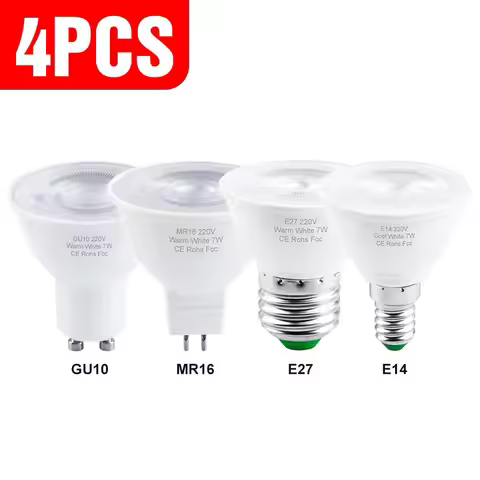 4PCS E27 LED Bulb GU10 Spotlight 220V Led Lamp MR16 Corn Light Bulb Gu5.3 Spot Light LED Lampara E14