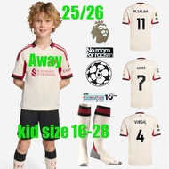 The Reds Mohamed Salah Darwin Nunez 25/26 LiVerPools Away Soccer Jersey kid suits （with pants and so