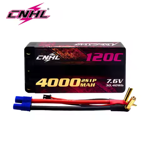 CNHL Racing Series LiHV 4000mAh 7.6V 2S 120C HV Shorty Hard Case Lipo Battery with EC3 Plug