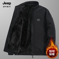 JEEP SPIRIT 棉服男冬季加绒加厚保暖冬季外套简约百搭时尚夹克外套 JA20855A 黑色 XL