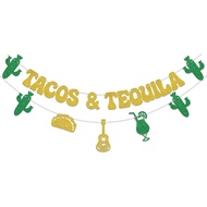 Banner Tacos & Tequila, Hiasan Pesta Hari Lahir Untuk Dekorasi Pesta Tacos & Tequila Fiesta, Bekalan