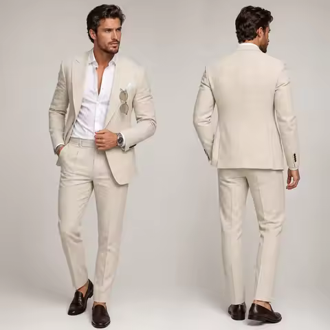 European and American Men's Two-piece Suit Light Business Leisure Suit Groom's Wedding Dress Recepti