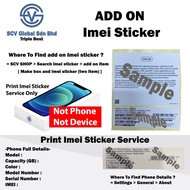 (Scv For Service) Print Imei Sticker Service (Model : 8 - 14 PRO MAX)