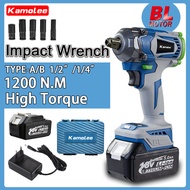 Kamolee DTW500 1/2+1/4-Inch Impact wrench heavy duty 18V Powerful Brushless 1200N.m torque wrench co