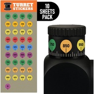 Scope Turret Sticker Labels for Long Range Hunting Dope Card Range Data Tracking Marks