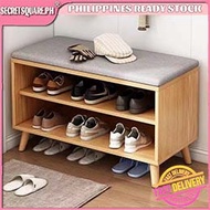Shoes Bench Stool Organizer Footstool With Soft Cushion Shoe Rack Cabinet Storage Space Saver