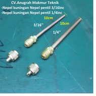 Nepel Kuningan Nepel Pentil 1/4inc 3/16inc Pentil pengisian Compresor kulkasFrezzer dll
